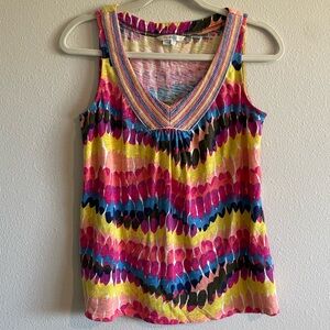 Boden Martinique Tank Top V-Neck Sleeveless Women’s 4 Cotton Multi-Color Pattern